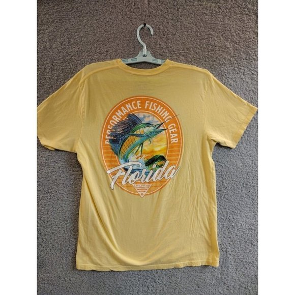 Columbia Other - COLUMBIA PFG Mens Florida Marlin Fishing Yellow Graphic Tee Shirt Size Large